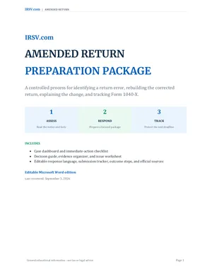 Cover of the Amended Return Preparation Package