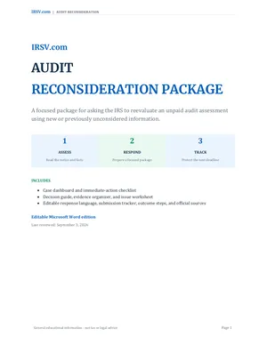 Cover of the Audit Reconsideration Package