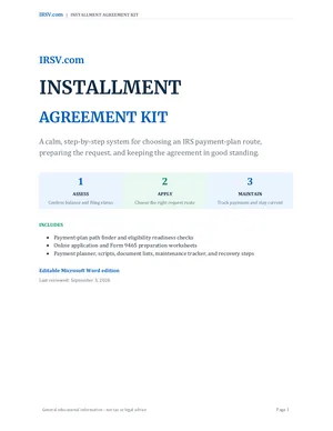 Cover of the Installment Agreement Kit