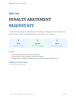 Cover of the Penalty Abatement Request Kit