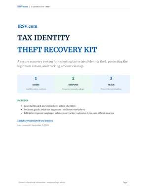 Cover of the Tax Identity Theft Recovery Kit
